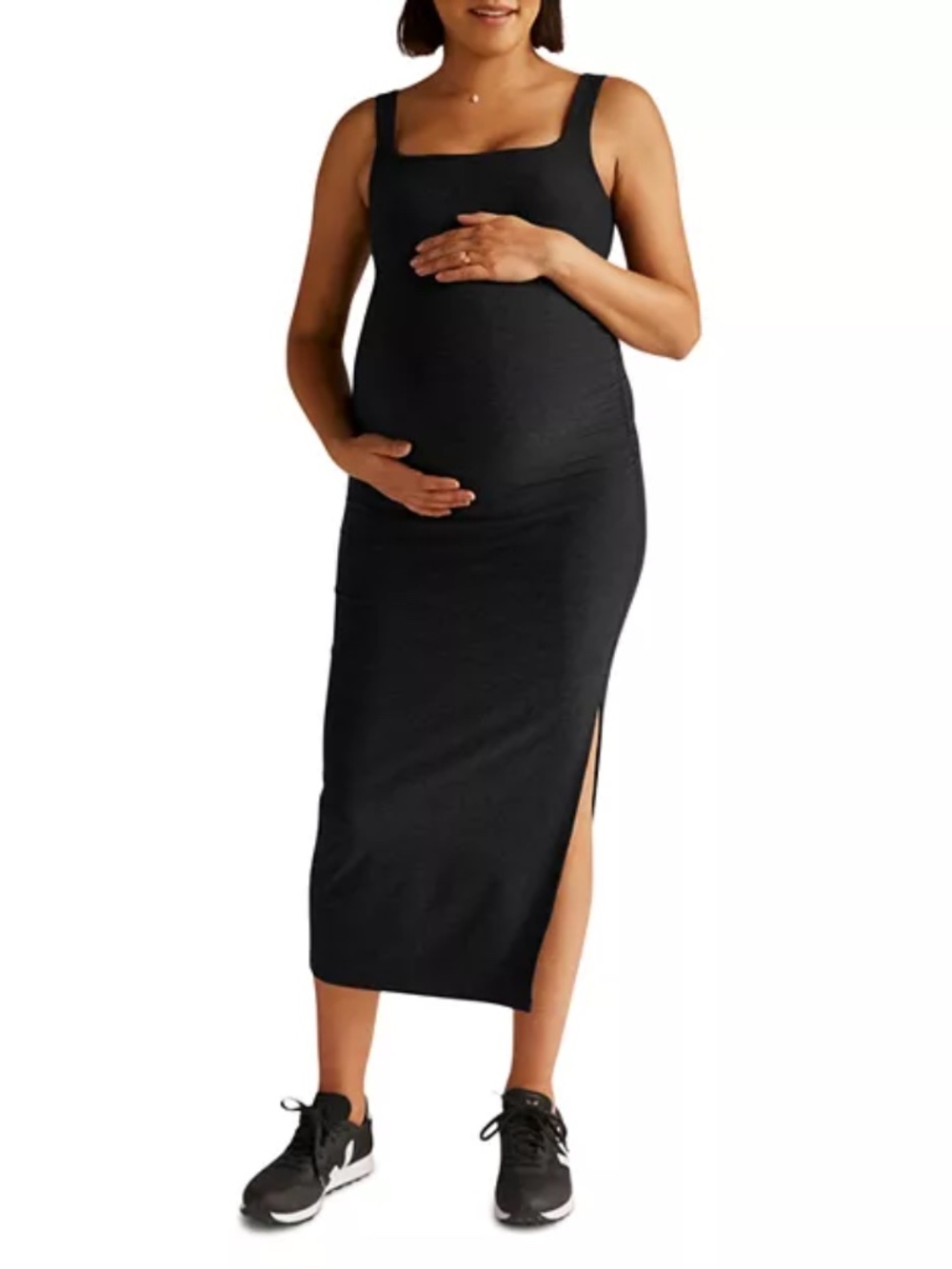 Beyond Yoga Icon Spacedye Maternity Dress Black Maxi Sleeveless